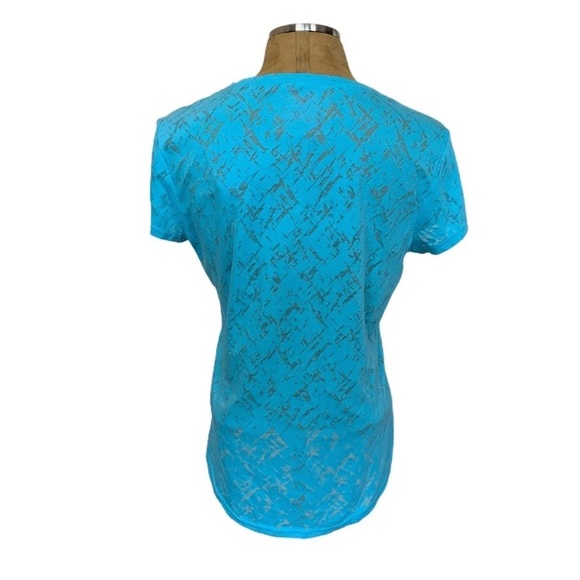 Tek Gear Turquoise Blue V Neck Burnout Yoga Tee Large - Picture 4 of 7